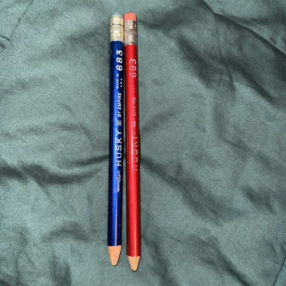 Vintage Fat Pencils HUSKY by EMPIRE 683 Anchord Lead USA Blue Green
